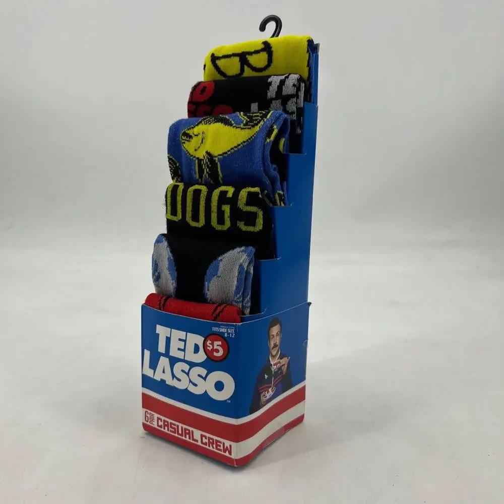 Hyponline Ted Lasso Socks Mens 8-12 Multicolor Casual Crew Stretch 6 Pair Set‎